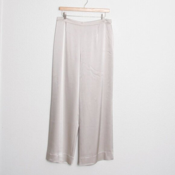St. John Satin Wide Leg Pants Taupe 10 "Altered" - Picture 1 of 8
